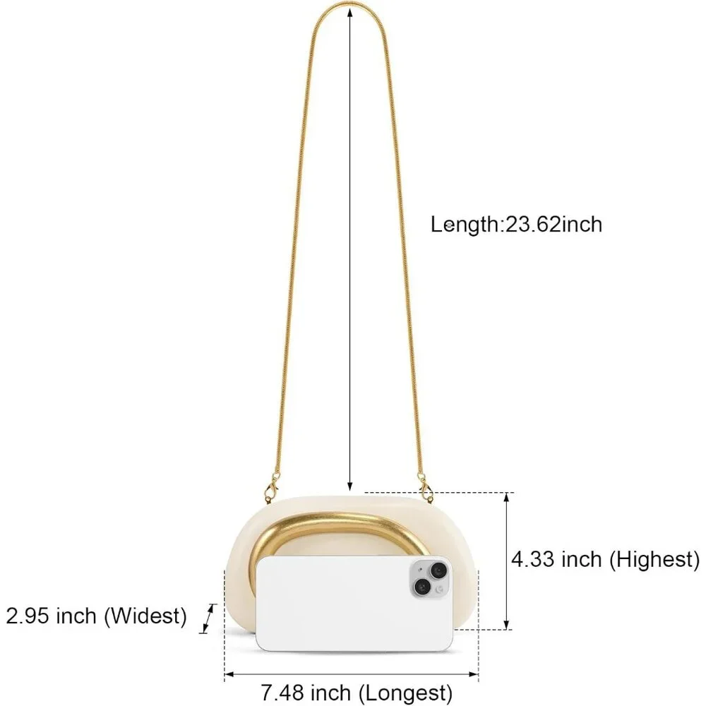 Women's Nude PU leather Acrylic Magnetic Buckle High Quality Trendy Clutch - Picture 6 of 6